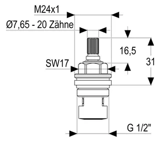 SH KERAMIKOBERTEIL 1/2" 180 GRAD RECHTSSCHLIEßEND – Bild 2