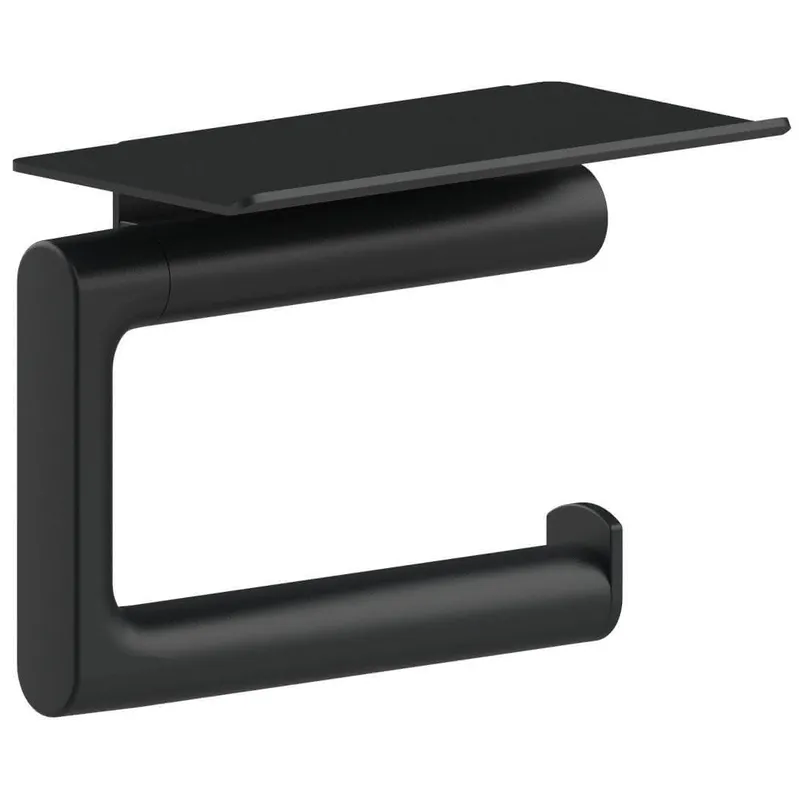 SCALIDO-Toilettenpapierhalter Design rund offen, mit Ablage schwarz matt