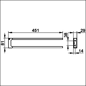 SCALIDO-Handtuchhalter Design eckig 2tlg feststehend 450mm Ausladung schwarz matt – Bild 2