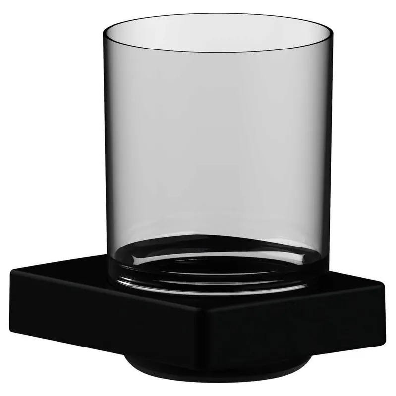 SCALIDO-Glashalter Design eckig mit Echtkristall-Glas klar schwarz matt