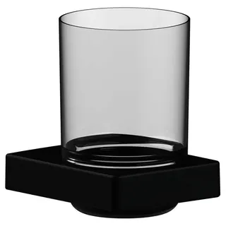 SCALIDO-Glashalter Design eckig mit Echtkristall-Glas klar schwarz matt