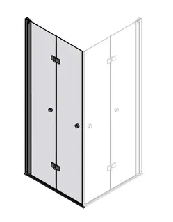 sanibel 3001-Eckfaltdusche EFTS/EFTBOS L 1200-1275/1000-2100mm Sonder SWM/ESG