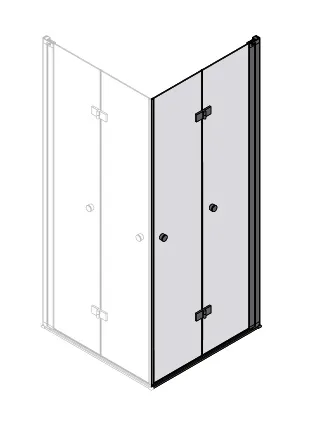 sanibel 3001-Eckfaltdusche EFTS/EFTBOS R 1200-1275/1000-2100mm Sonder SWM/ESG