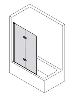 sanibel 3001-Duschfalttür BF2A L a Badew Wandanschlag links 1200x1400mm SWM/ESG