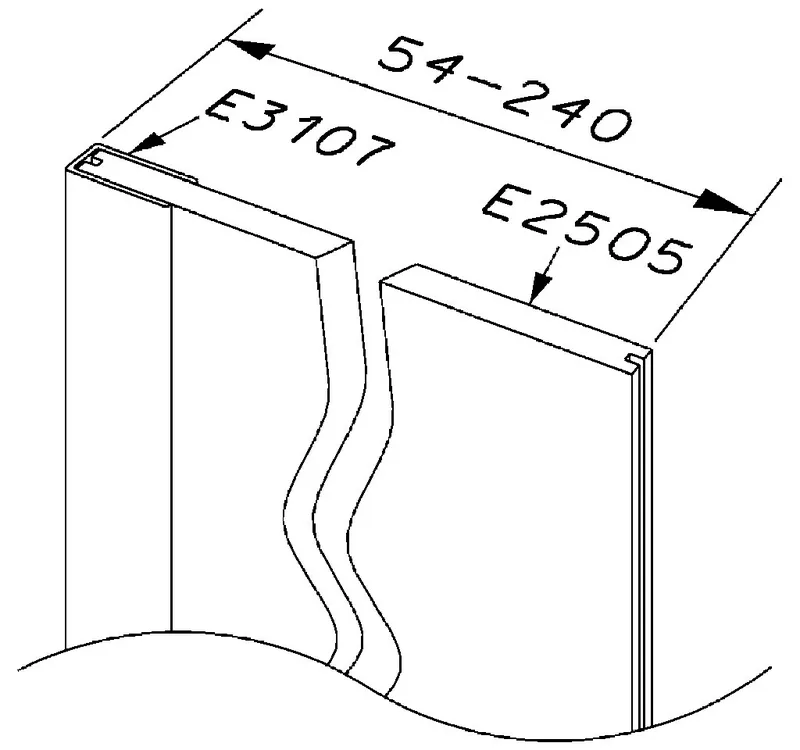 sanibel 3001-Passstück A23 E2505/E3107 Breite 54-240mm Höhe bis 1200mm silberpo