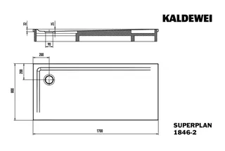 Kaldewei Duschwanne SUPERPLAN mit Wannenträger Mod. 1846-2,800x1700mm,alpinweiß,m. Waschtisch
