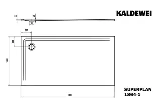 Kaldewei Duschwanne SUPERPLAN Mod.1864-1,1000x1800mm, alpinweiß,Invisible Grip – Bild 2