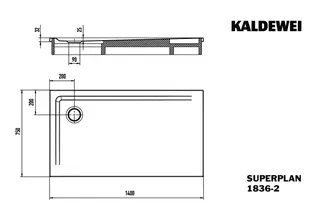 Kaldewei Duschwanne SUPERPLAN mit Wannenträger Mod. 1836-2,750x1400mm,alpinweiß,m. Waschtisch – Bild 3