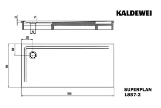 Kaldewei Duschwanne SUPERPLAN mit Wannenträger Mod. 1857-2,900x1800mm,alpinweiß,m. Waschtisch – Bild 3