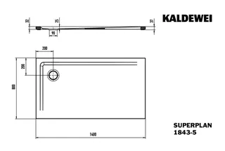 Kaldewei Duschwanne SUPERPLAN Mod.1843-5,800x1400mm, alpwe,Wt extrafl. – Bild 2
