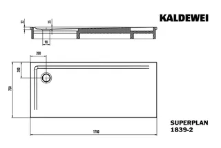 Kaldewei Duschwanne SUPERPLAN mit Wannenträger Mod. 1839-2,750x1700mm,alpinweiß,m. Waschtisch – Bild 3