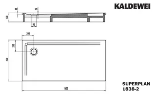 Kaldewei Duschwanne SUPERPLAN mit Wannenträger Mod. 1838-2,750x1600mm,alpinweiß,m. Waschtisch – Bild 5
