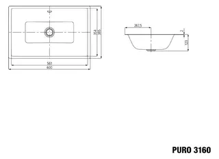 Kaldewei WB PURO UNTERBAUWASCHTISCH Mod.3160, 600x385mm,alpinweiß,PEFF,AD,mÜL,alpwe – Bild 5