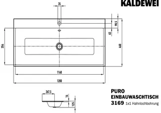 Kaldewei WB PURO Mod.3169,1200x460mm,alpwe, PEFF,AD,m. 1HL,mÜL,alpwe – Bild 4