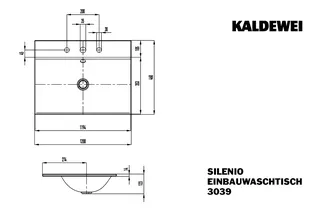 Kaldewei WB SILENIO EINBAUWASCHTISCH Mod.3039, 1200x460mm,alpinweiß,Perl-Effekt,AD,oÜL – Bild 3