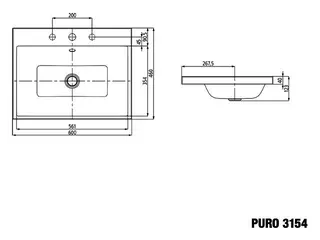 Kaldewei WB PURO Mod.3154,600x460mm,alpwe,PEFF ,AD,m. 1HL,mÜL,alpwe – Bild 3