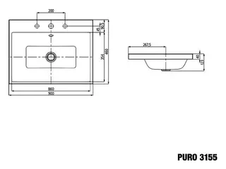 Kaldewei WB PURO Mod.3155,900x460mm,alpwe,PEFF ,AD,m. 1HL,mÜL,alpwe – Bild 3