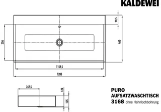 Kaldewei WB PURO Mod.3168,1200x460mm,alpwe, PEFF,AD,mÜL,chr – Bild 3