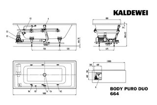 Kaldewei Badewanne PURO DUO Mod.664 BODY,1800x800mm, alpinweiß,links,Sichtteile chrom – Bild 4
