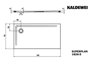 Kaldewei Duschwanne SUPERPLAN Mod.1826-5,700x1400mm, alpwe,SEC,Wt extrafl. – Bild 2