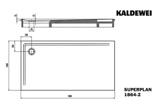 Kaldewei Duschwanne SUPERPLAN mit Wannenträger Mod. 1864-2,1000x1800mm,alpinweiß matt,m. Waschtisch – Bild 3