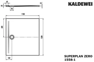 Kaldewei Duschwanne SUPERPLAN ZERO Mod.1558-1,1100x 1200mm,alpinweiß,Invisible Grip – Bild 2