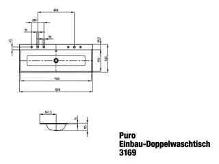 Kaldewei WB PURO Mod.3169-D,1200x460mm,alpwe, PEFF,AD,m. 2x1HL,mÜL,alpwe – Bild 3