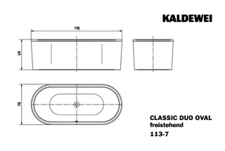 Kaldewei Badewanne CLASSIC DUO OVAL freistehend Mod. 113-7,1700x750mm,alpinweiß,IG,VKT alpwe – Bild 3