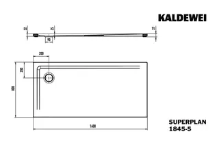 Kaldewei Duschwanne SUPERPLAN Mod.1845-5,800x1600mm, alpwe,SEC,Wt extrafl. – Bild 3