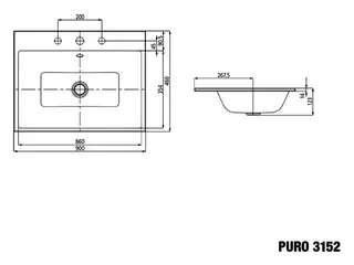 Kaldewei WB PURO EINBAUWASCHTISCH Mod.3152,900 x460mm,alpwe,PEFF,AD,m. 1HL,mÜL,alpwe – Bild 3