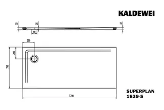 Kaldewei Duschwanne SUPERPLAN Mod.1839-5,750x1700mm, alpwe,IG,Wt extrafl. – Bild 3