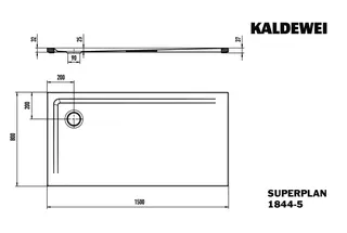 Kaldewei Duschwanne SUPERPLAN Mod.1844-5,800x1500mm, alpwe,IG,Wt extrafl. – Bild 2