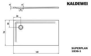 Kaldewei Duschwanne SUPERPLAN Mod.1836-1,750x1400mm, warm beige 20,Secure Plus – Bild 5