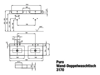 Kaldewei WB PURO Mod.3170,1300x460mm,alpwe, PEFF,AD,m. 2x1HL,mÜL,alpwe – Bild 3