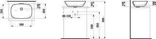 Laufen Waschtisch-Schale INO 350x500x145 ohne Hahnloch mit Überlauf schwarz matt