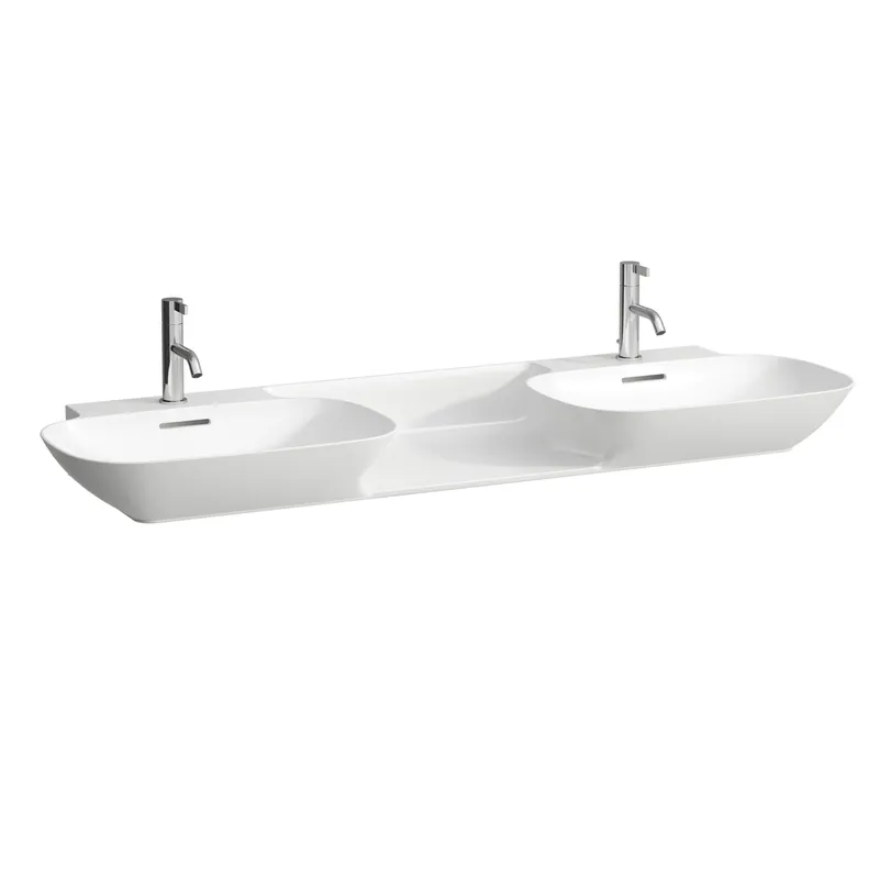 Laufen DWT INO 450x1420x145 1 Hahnloch je Becken mit Überlauf Ablg. mi weiß