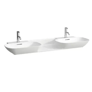 Laufen DWT INO 450x1420x145 1 Hahnloch je Becken mit Überlauf Ablg. mi weiß