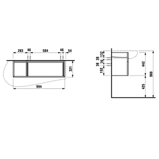 Laufen WTU ALESSI 321x994x442 1 Schubl Griff f.WT H814973 Weiß matt – Bild 2