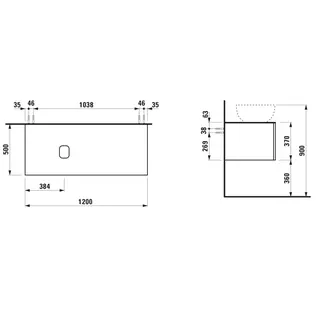 Laufen WTU+WT-Platte ALESSI 500x1200x370 Aus links f.WT H818974 1 Schubl Terracotta – Bild 2