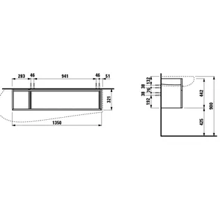 Laufen WTU ALESSI 321x1350x442 1 Schubl Griff f.WT H814971 Noce Canaletto – Bild 2