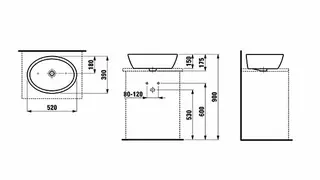 Laufen Waschtisch-Schale PRO B 390x520x175 ohne Hahnloch ohne Überlauf schwarz matt
