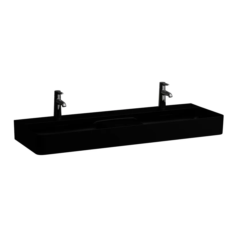 Laufen DWT VAL 420x12000x155 1 Hahnloch je Becken mit Überlauf Ablg. mi schwarz matt