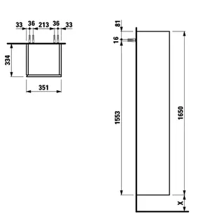 Laufen HS ALESSI 334x350x1650 1 Tür Scharn. rechts 4 Ablg. Griff links Terracotta – Bild 2