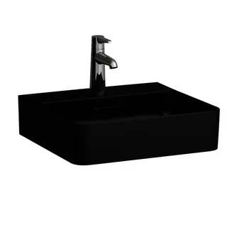 Laufen HWB VAL 420x450x155 1 Hahnloch mit Überlauf schwarz matt – Bild 1