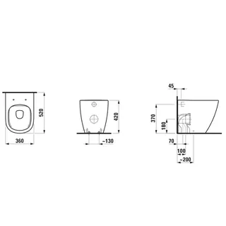 Laufen Stand-T-WC LUA 520x360x420 Abg. waagr./senkr. Pergamon – Bild 2
