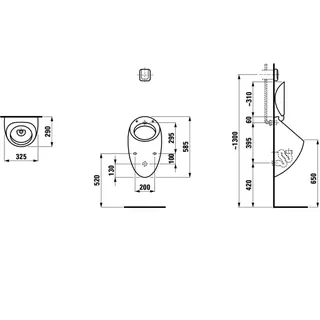Laufen Absaugeurinal ALESSI 325x290x585 m.Löcher f.Deckel H894971 Schwarz matt – Bild 2