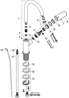sanibel 3001-Waschtischarmatur L A23 seitlich bedienbar mit Ablaufgrt verchr. – Bild 3