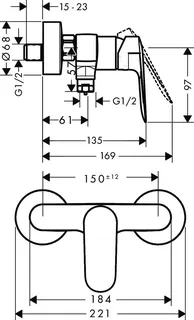 sanibel 3001-Brausearmatur A23 Aufputz schwarz – Bild 2