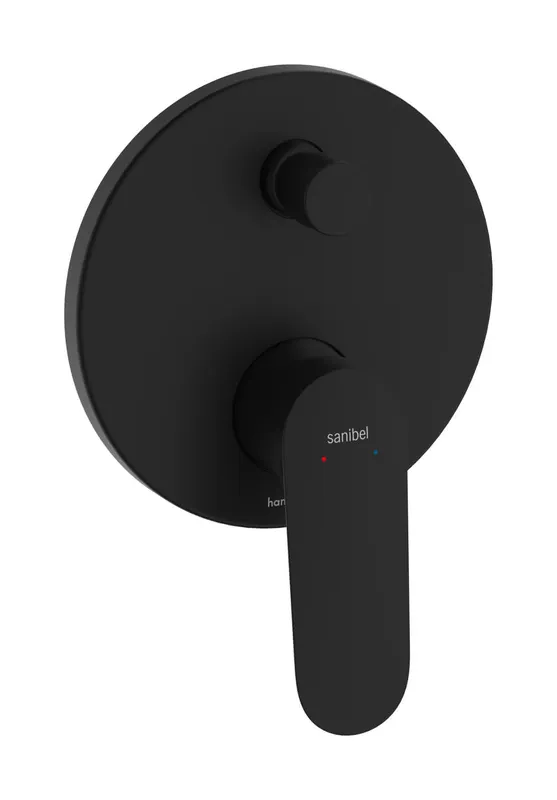 sanibel 3001-Wannenarmatur A23 Unterputz Fertigmontageset Rosette rund schwarz