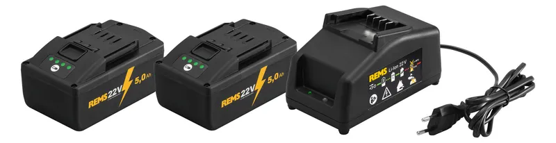 REMS Power-Pack 22V, 5,0Ah Akku x2 +Ladegerät 230 V, 90 W